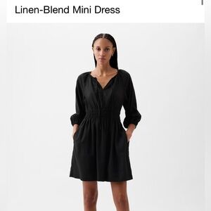 Gap Linen Blend Black Mini Dress Large New without Tags